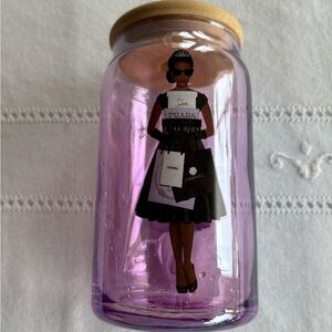 CHANEL Lavender Drinking Glass Fashion Figurine - this glass w/ glass straw incl